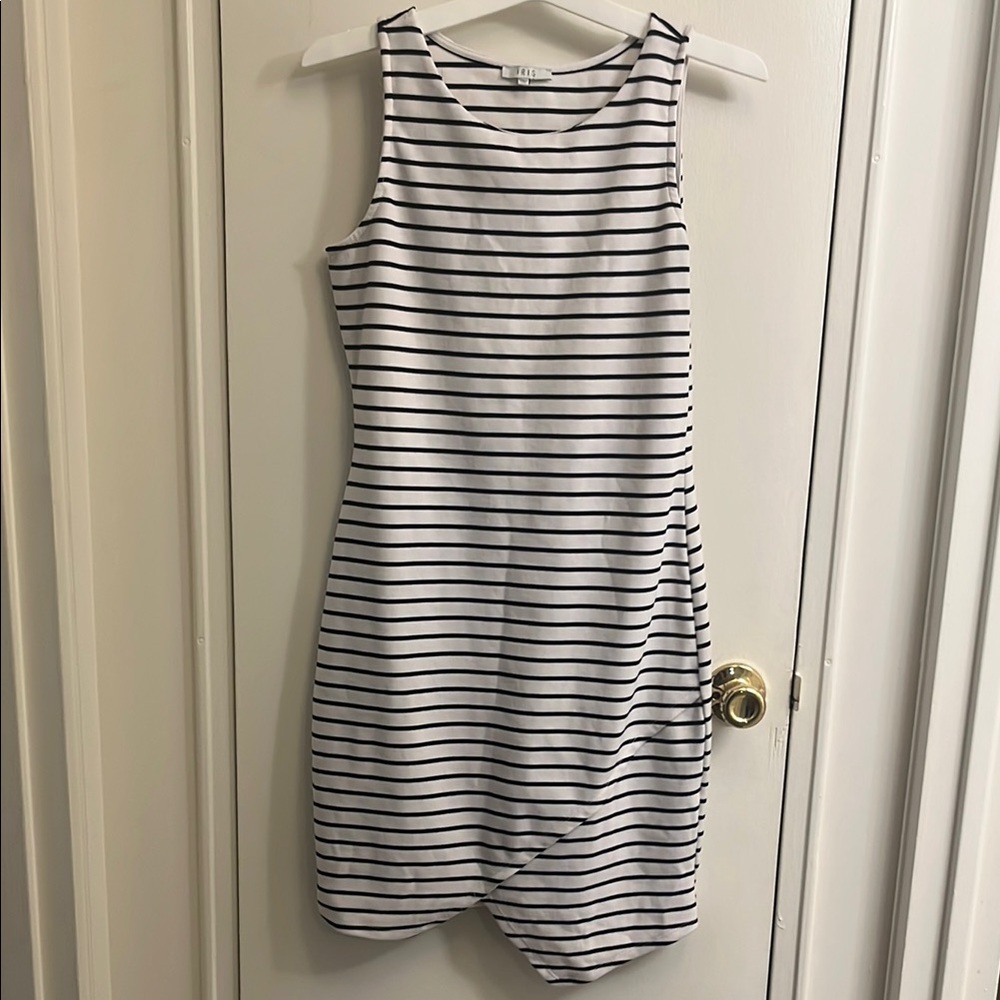 Iris Black and White Asymmetrical Sheath Dress